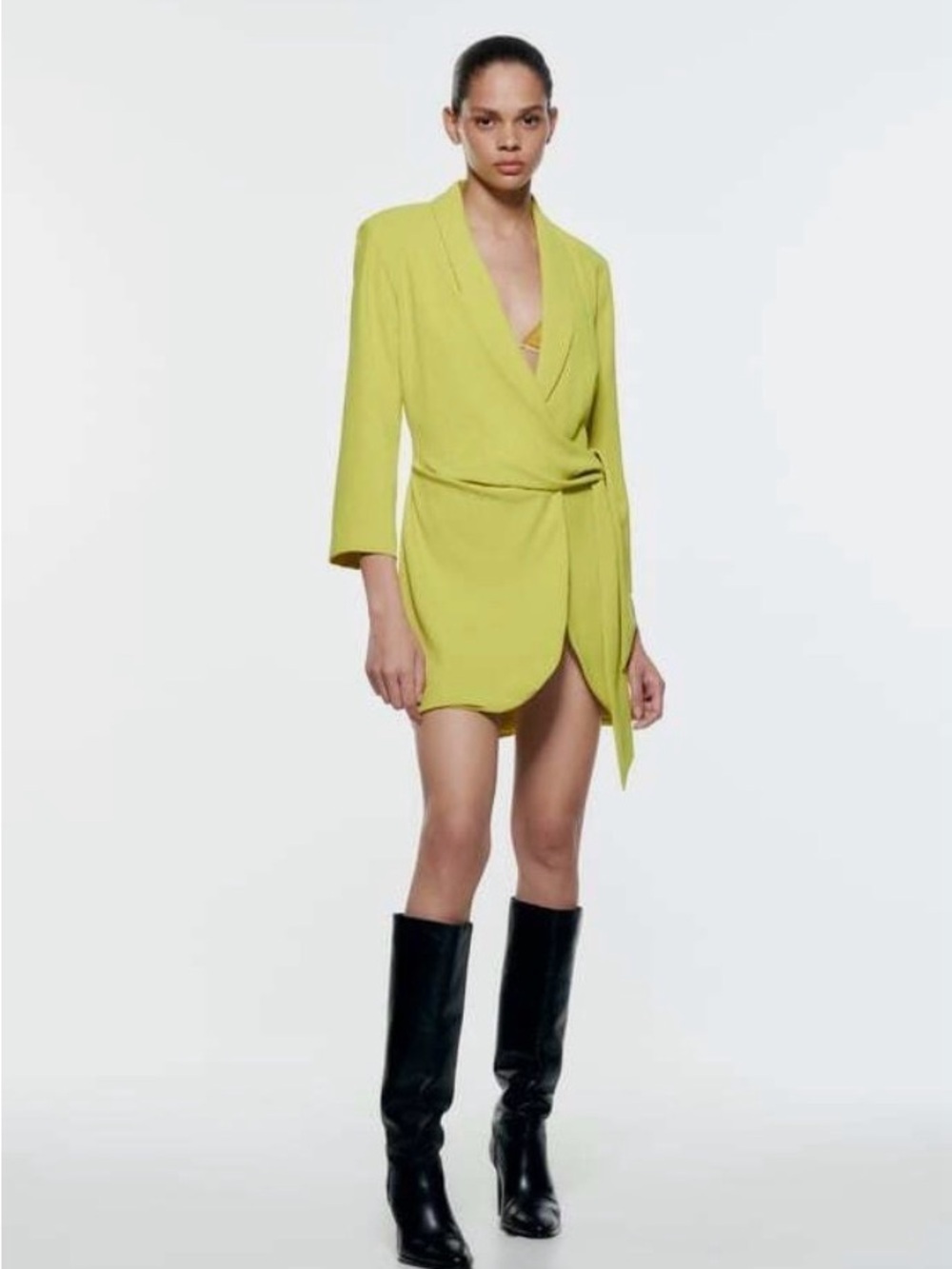 ZARA Pareo Mini Dress in Lime Green – Size S – NWT